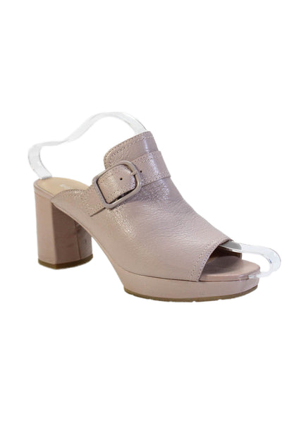 Donald J Pliner Womens Leather Open Toe Buckle Detail Heels Gray Size 7.5