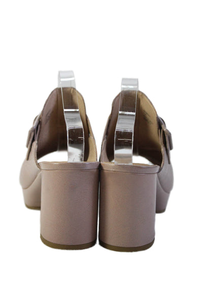 Donald J Pliner Womens Leather Open Toe Buckle Detail Heels Gray Size 7.5