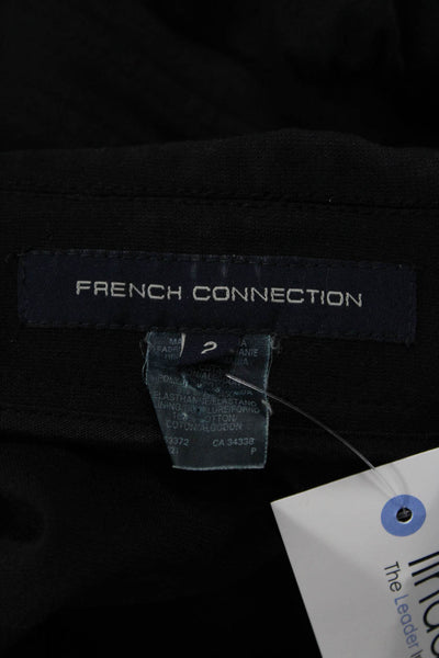 French Connection Women Black Collared Button 3/4 Sleeve Jacket Petite Size 2