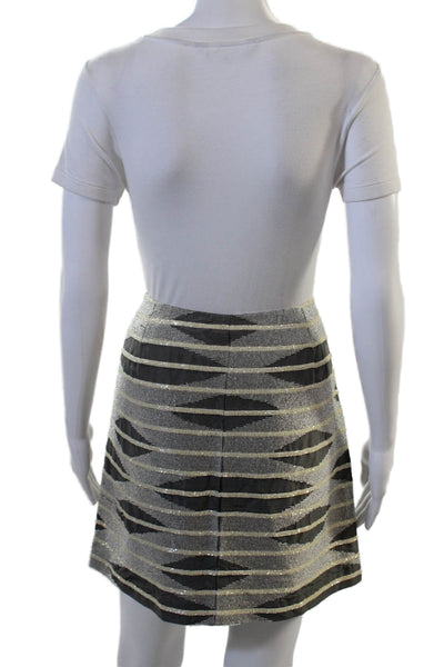 Michael Kors Womens Black Silk A-Line Mini Skirt Geometric Size 10