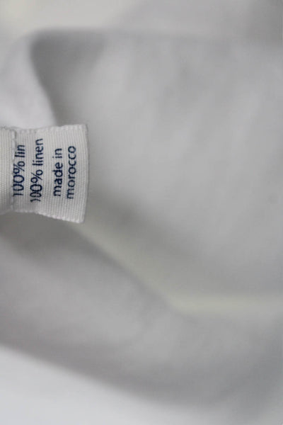 Hartford Womens Tunic Blouse White Linen V-Neck Long Sleeve Button Size 3