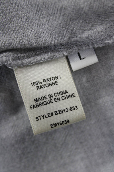 Bella Dahl Women Gray V-Neck Button-Up Long Sleeve Rayon Blouse Size L