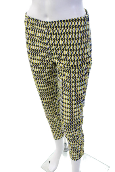 Talbots Women Dark Blue Cropped Ankle Geometric Pants Cotton Blend Size XS