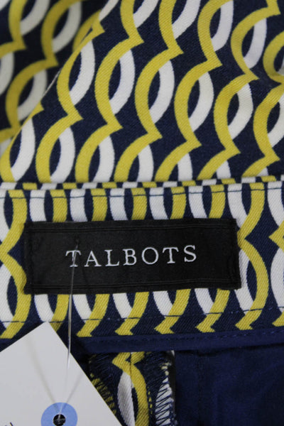 Talbots Women Dark Blue Cropped Ankle Geometric Pants Cotton Blend Size XS