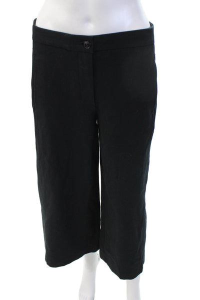 Ann Taylor Women Cropped Dress Pants Black Button Closure Size 4