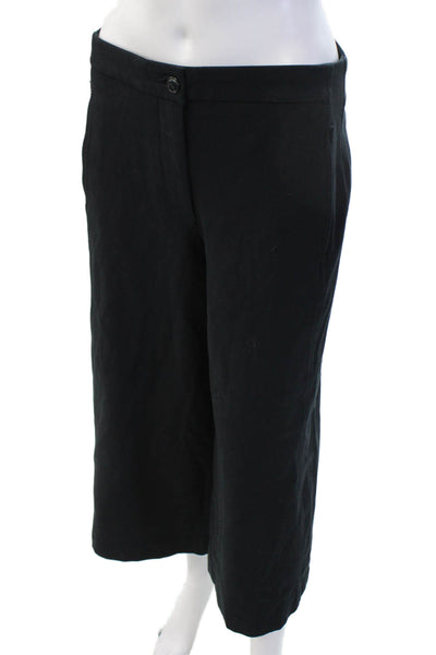 Ann Taylor Women Cropped Dress Pants Black Button Closure Size 4