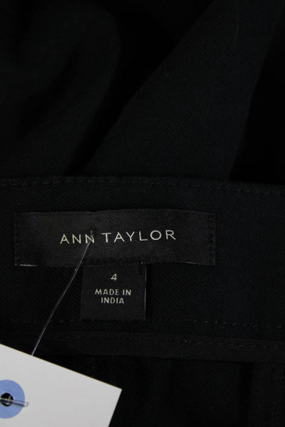 Ann Taylor Women Cropped Dress Pants Black Button Closure Size 4