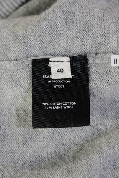 Isabel Marant Women Pullover Sweater Gray V-Neck Long Sleeve Size 40
