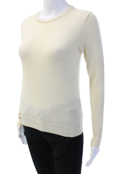 Uniqlo Unisex Pullover Sweater Beige 100% Wool Crew Neck Long Sleeve Size S