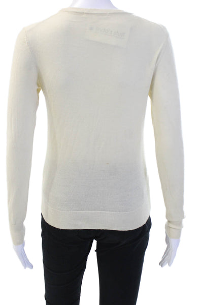 Uniqlo Unisex Pullover Sweater Beige 100% Wool Crew Neck Long Sleeve Size S
