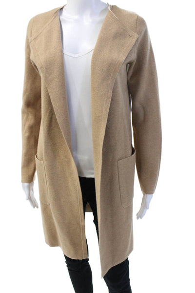 J Crew Women Beige Cotton-Poly-Merino Overcoat Long Sleeve Solid Size XS