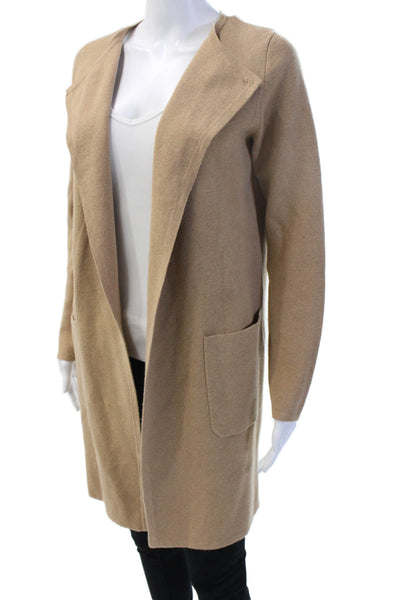 J Crew Women Beige Cotton-Poly-Merino Overcoat Long Sleeve Solid Size XS