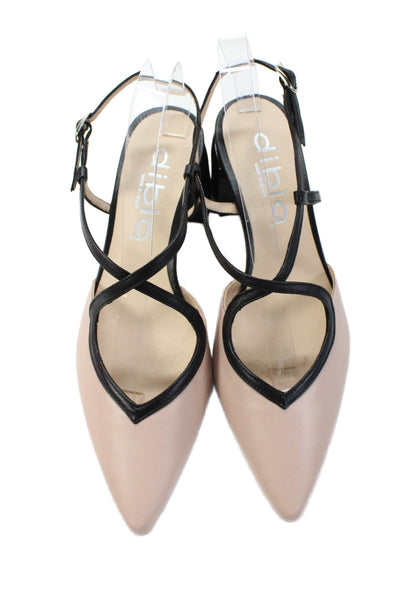 Dibia Womens Pointed Toe Slingback Colorblock Madeira Heels Pink Sz EUR 40