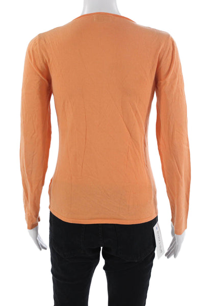 Rivamonti Womens Basic Top Orange V-Neck Long Sleeve Cotton Blend Size S
