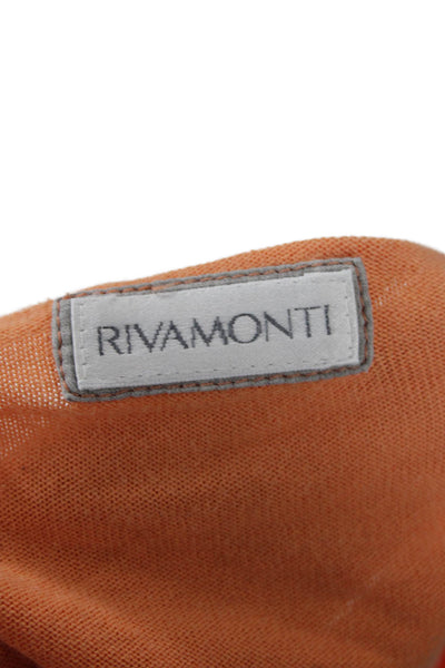 Rivamonti Womens Basic Top Orange V-Neck Long Sleeve Cotton Blend Size S