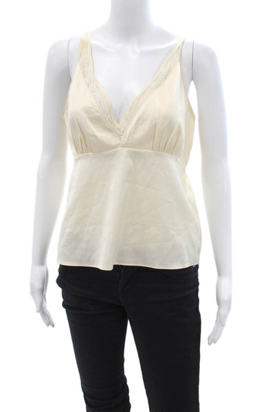 Heartloom Women V-Neck Beige Tank Top Sleeveless Polyester Spandex Size M