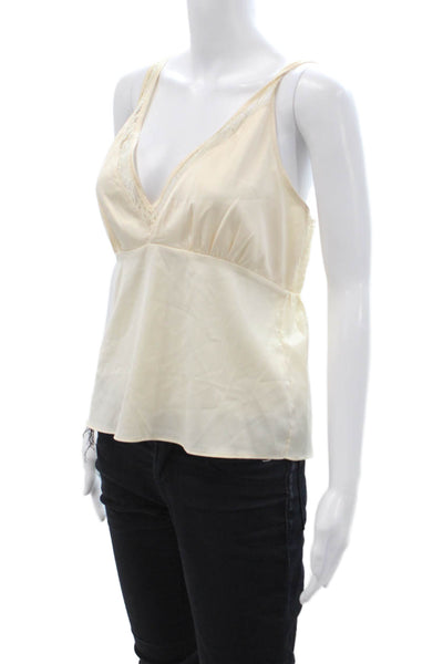 Heartloom Women V-Neck Beige Tank Top Sleeveless Polyester Spandex Size M