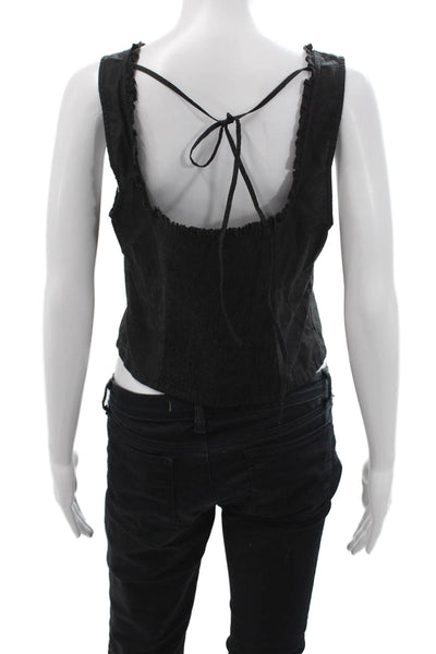 Free People Womens Cropped Black Cotton Tank Gothic Solid Size M