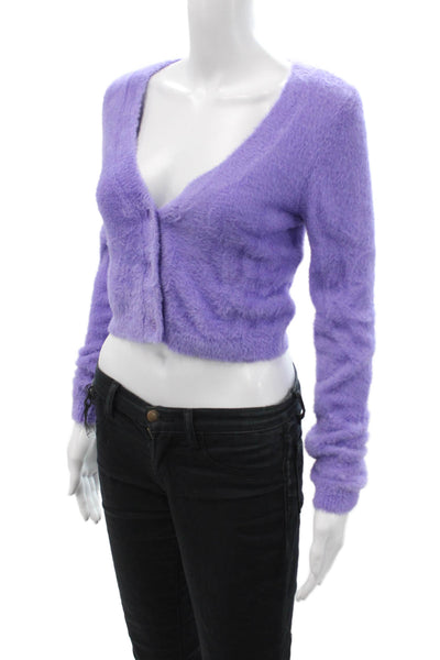 Katie J Unisex Purple V-Neck Button Cardigan 100% Nylon Long Sleeve Size XL