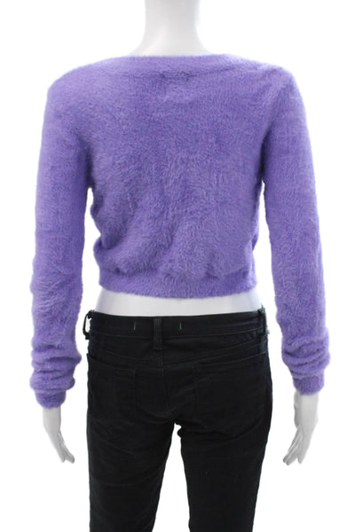 Katie J Unisex Purple V-Neck Button Cardigan 100% Nylon Long Sleeve Size XL