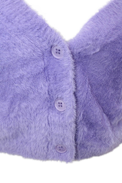 Katie J Unisex Purple V-Neck Button Cardigan 100% Nylon Long Sleeve Size XL