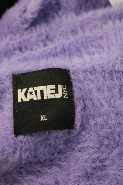 Katie J Unisex Purple V-Neck Button Cardigan 100% Nylon Long Sleeve Size XL