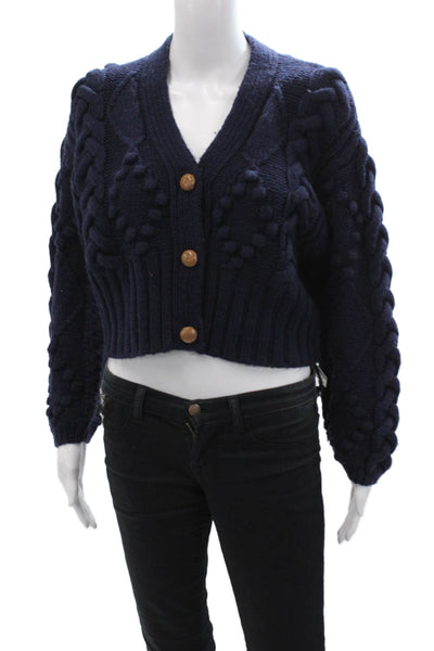 The Westside Women Cardigan V-Neck Dark Blue Button Long Sleeve Size XS