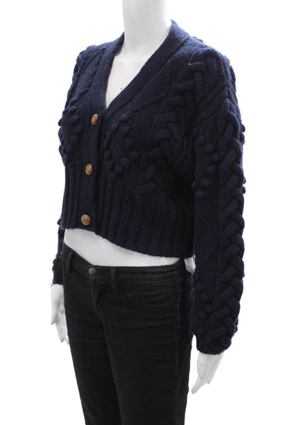 The Westside Women Cardigan V-Neck Dark Blue Button Long Sleeve Size XS