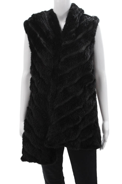 Trilogy Collections Women Black Animal Print Sleeveless Vest Size M