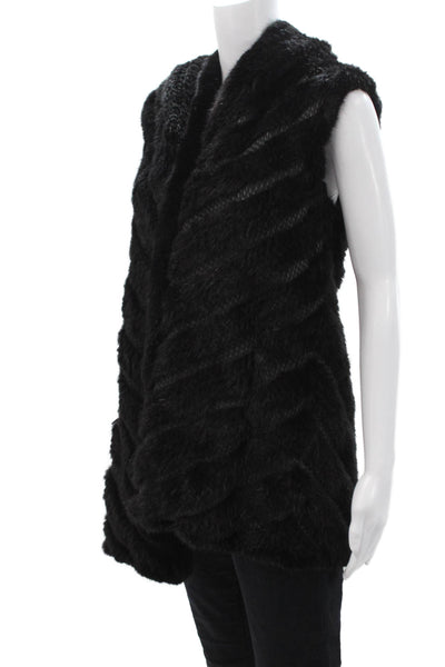 Trilogy Collections Women Black Animal Print Sleeveless Vest Size M