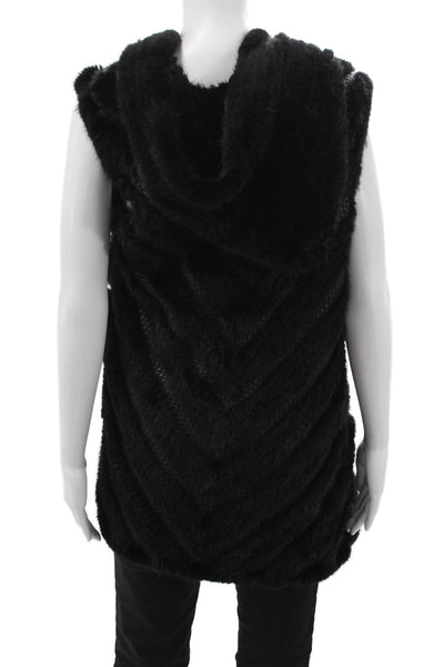 Trilogy Collections Women Black Animal Print Sleeveless Vest Size M