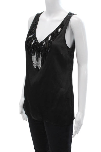 Pink Tartan Women Black V-Neck Camisole Polyester Sleeveless Size 4