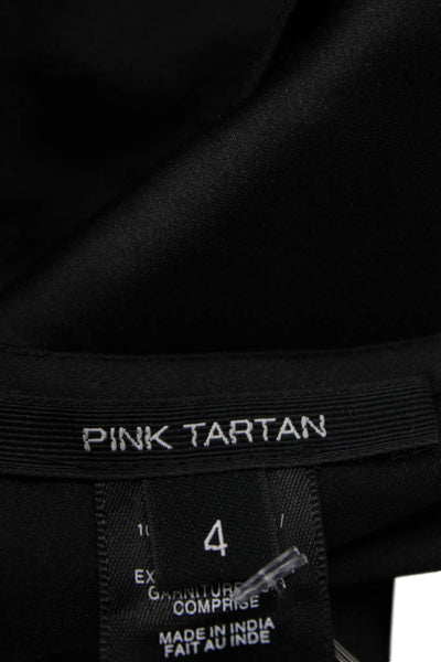 Pink Tartan Women Black V-Neck Camisole Polyester Sleeveless Size 4