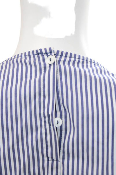 Zara Woman Women Striped Floral Long Sleeve Blouse Blue Size M