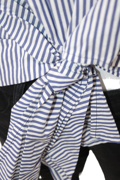 Zara Woman Women Striped Floral Long Sleeve Blouse Blue Size M