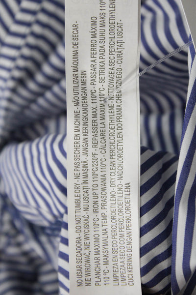 Zara Woman Women Striped Floral Long Sleeve Blouse Blue Size M