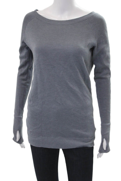 Lululemon Womens Pullover Sweater Gray Cotton Button Long Sleeve Size M
