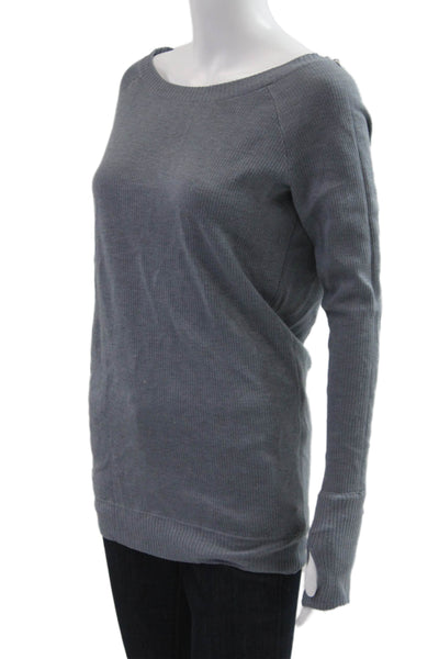 Lululemon Womens Pullover Sweater Gray Cotton Button Long Sleeve Size M