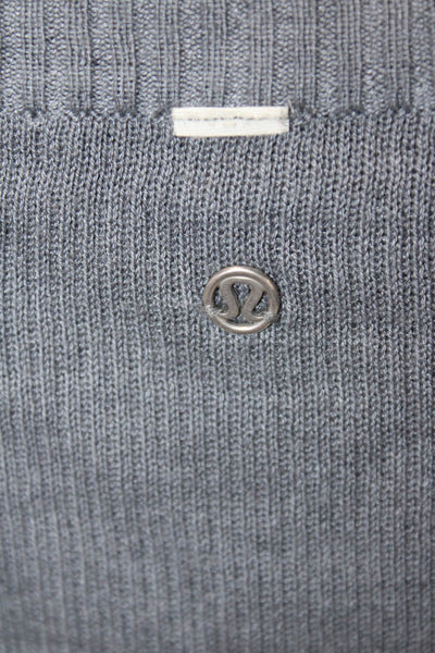 Lululemon Womens Pullover Sweater Gray Cotton Button Long Sleeve Size M