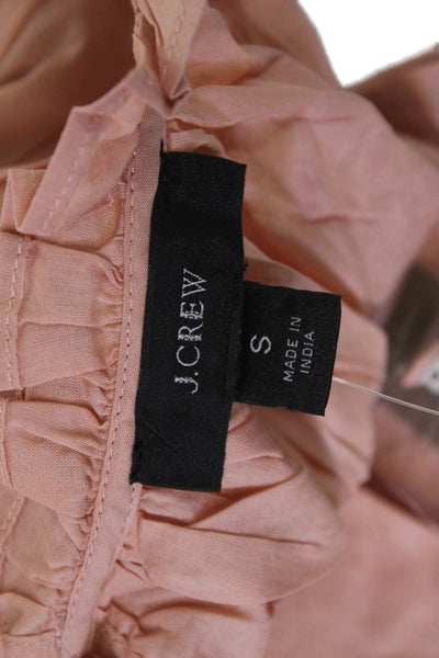 J Crew Women Pink 100% Cotton High Neck Drawstring Long Sleeve Blouse Size S