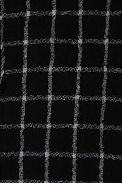 J Crew Womens Plaid Light Weight Scarf Black White Wool Blend