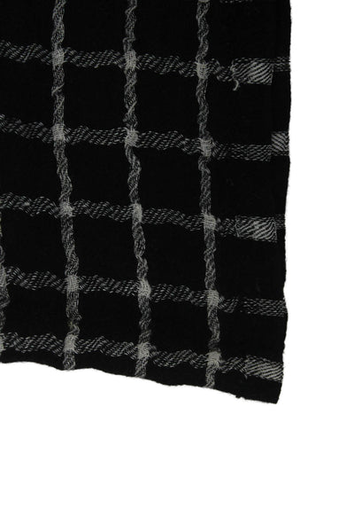J Crew Womens Plaid Light Weight Scarf Black White Wool Blend