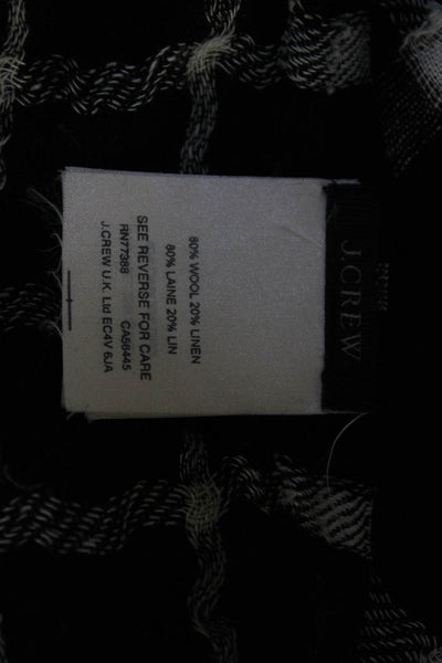 J Crew Womens Plaid Light Weight Scarf Black White Wool Blend
