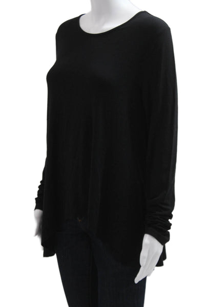 T Alexander Wang Womens Basic Tunic T-Shirt Black Polyester Long Sleeve Size L