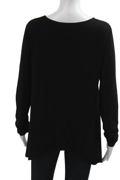 T Alexander Wang Womens Basic Tunic T-Shirt Black Polyester Long Sleeve Size L