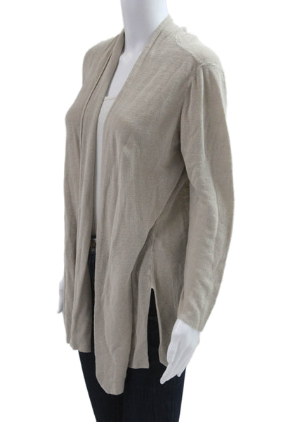 Eileen Fisher Womens Beige Organic Linen Cotton Cardigan Long Sleeve Size S