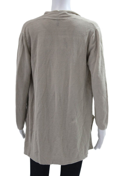 Eileen Fisher Womens Beige Organic Linen Cotton Cardigan Long Sleeve Size S