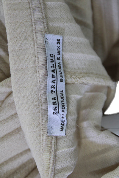 Zara Trafaluc Women Kaftan Maxi Dress Beige Striped Long Sleeve Size S