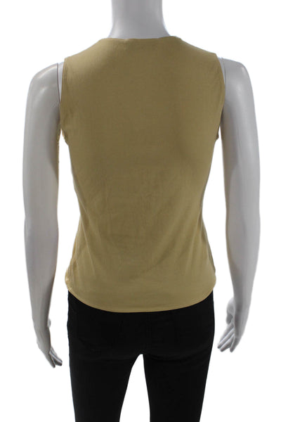 Genny Womens Cropped Tank Beige Round Neck Solid Cotton Size 6