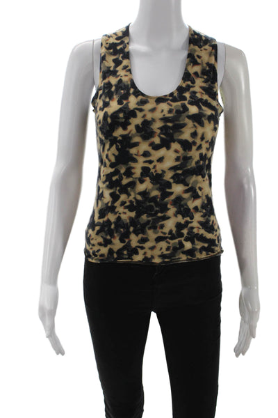Genny Women Basic Jersey Animal Print Sleeveless Tank Top Beige Size 6